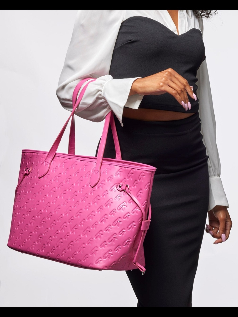 Pink Glamaholic Embossed Tote Bag - Picture 2 of 4